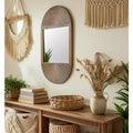 Boho Wooden Wall Mirror - Handcrafted Brown Frame - Rustic Decorative Accent for Home, Office, Bedroom & Living Room Decor - 1 Brown