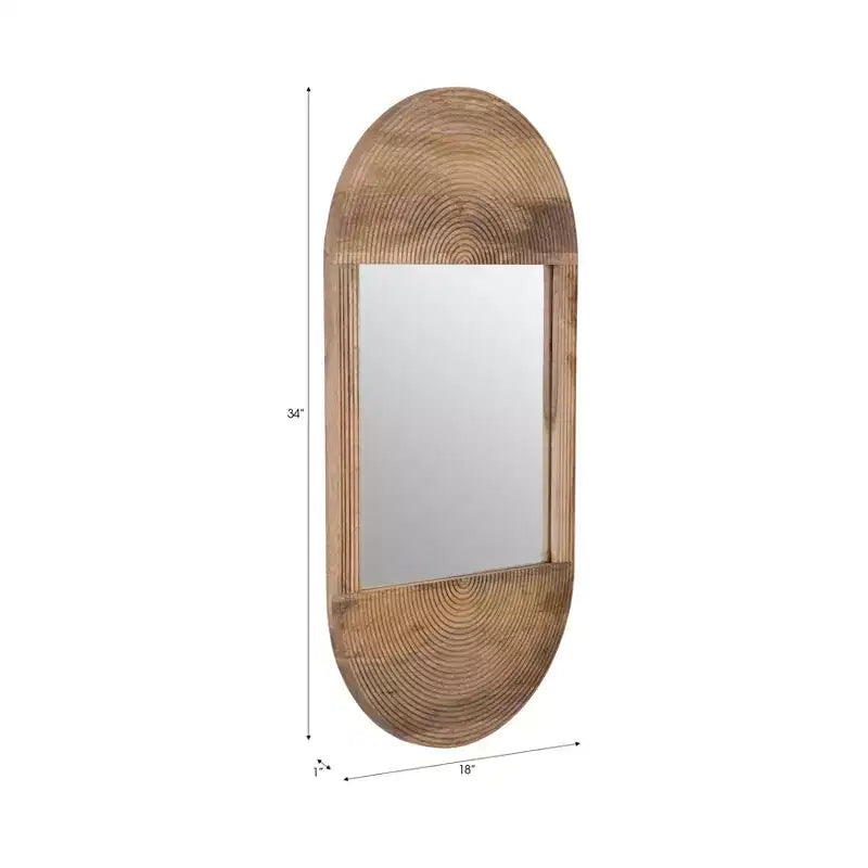 Boho Wooden Wall Mirror - Handcrafted Brown Frame - Rustic Decorative Accent for Home, Office, Bedroom & Living Room Decor - 1 Brown