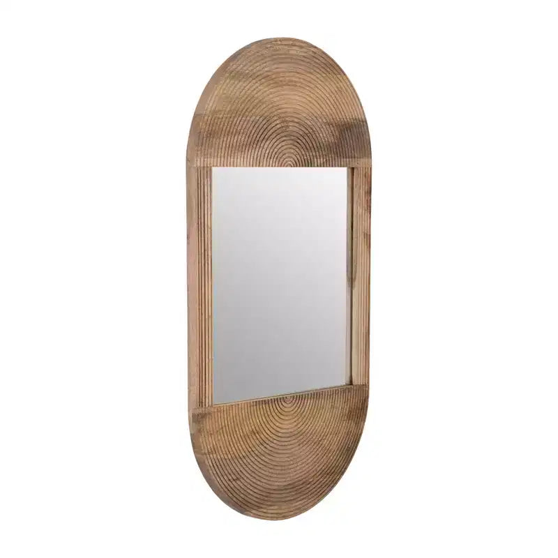 Boho Wooden Wall Mirror - Handcrafted Brown Frame - Rustic Decorative Accent for Home, Office, Bedroom & Living Room Decor - 1 Brown
