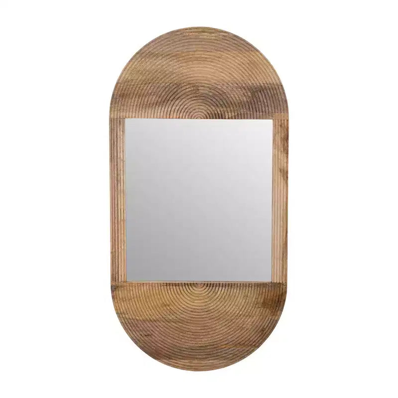 Boho Wooden Wall Mirror - Handcrafted Brown Frame - Rustic Decorative Accent for Home, Office, Bedroom & Living Room Decor - 1 Brown