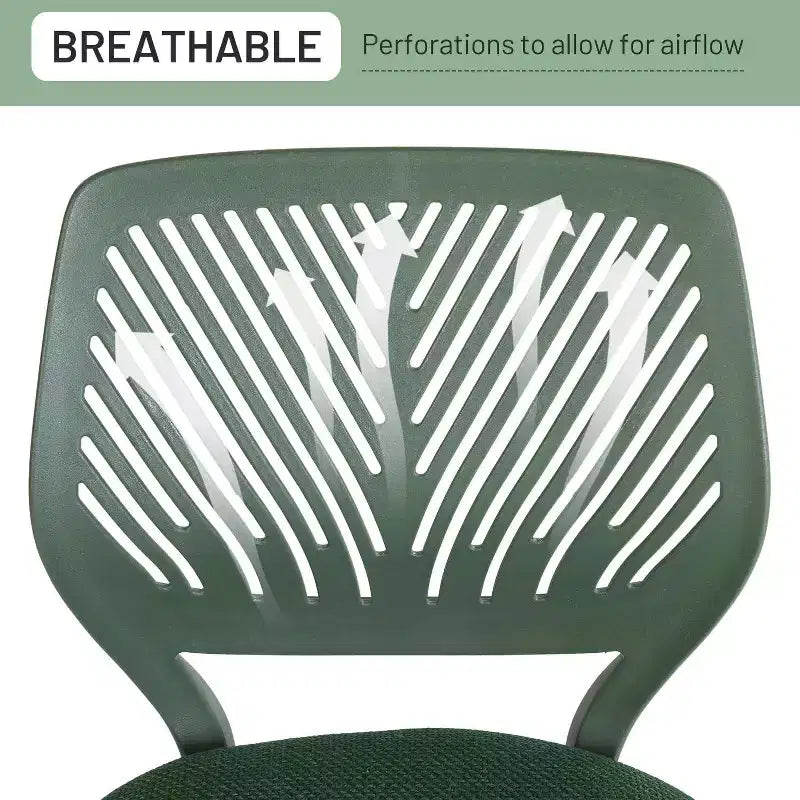 FurnitureR Desk Chair, Home Office Chair Armless with Padded Fabric Cushion and Plastic Mid Back Rolling Adjustable Swivel Computer Chair, Dark Green