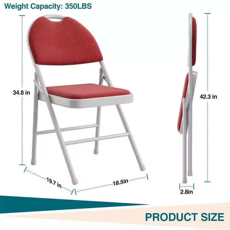 Folding Dining Chairs, Portable Commercial Seat with Metal Legs & Non-Slip Feet Pads, Linen Foldable Chairs for Home Office Party