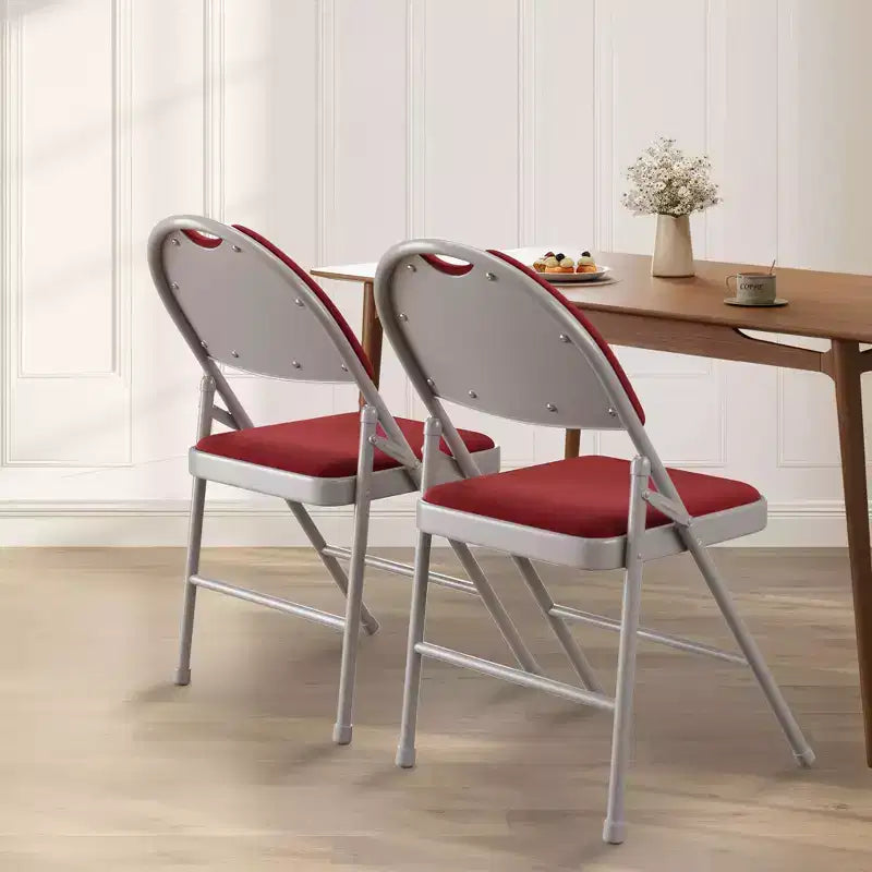 Folding Dining Chairs, Portable Commercial Seat with Metal Legs & Non-Slip Feet Pads, Linen Foldable Chairs for Home Office Party