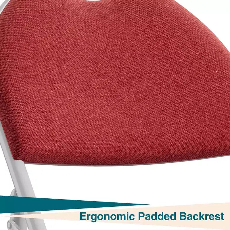 Folding Dining Chairs, Portable Commercial Seat with Metal Legs & Non-Slip Feet Pads, Linen Foldable Chairs for Home Office Party