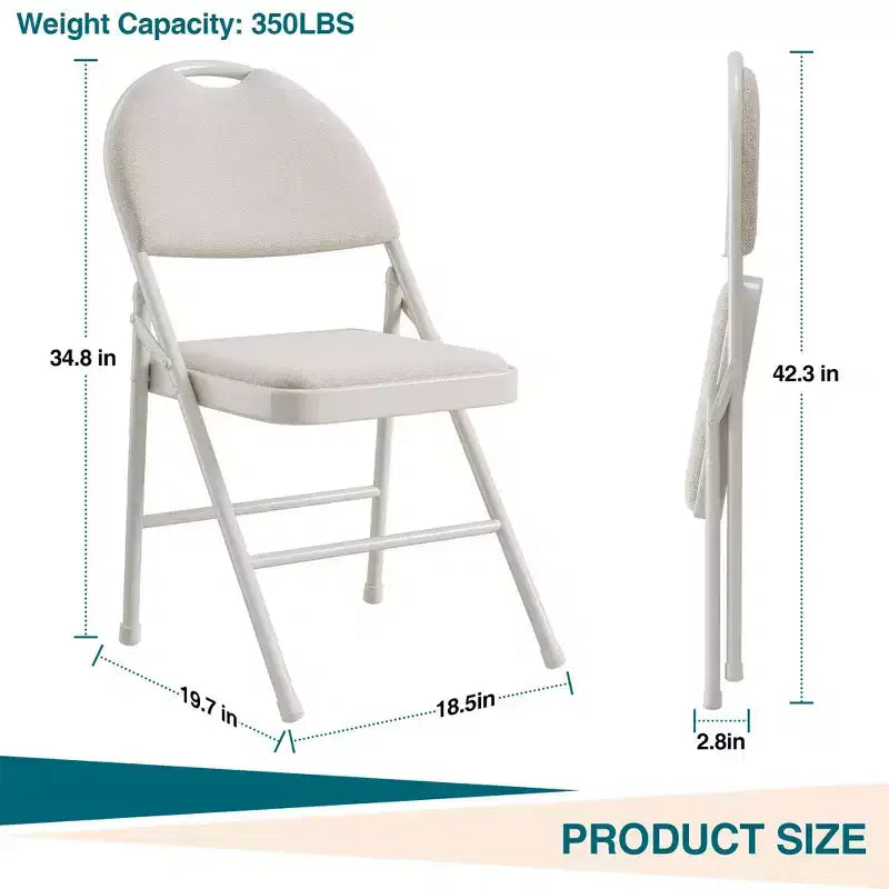 Folding Dining Chairs, Portable Commercial Seat with Metal Legs & Non-Slip Feet Pads, Linen Foldable Chairs for Home Office Party