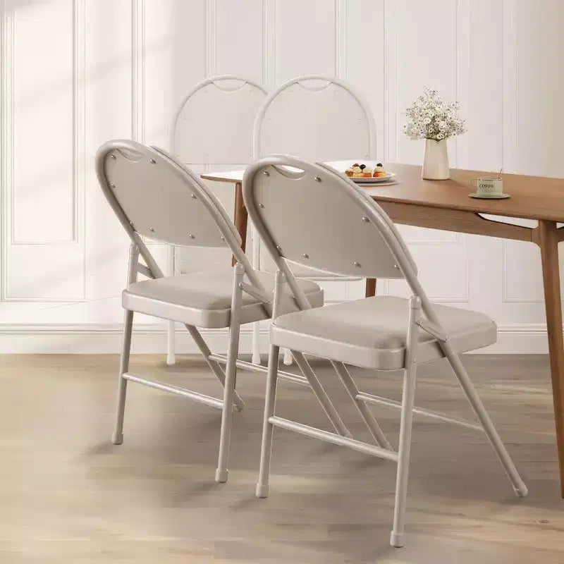 Folding Dining Chairs, Portable Commercial Seat with Metal Legs & Non-Slip Feet Pads, Linen Foldable Chairs for Home Office Party