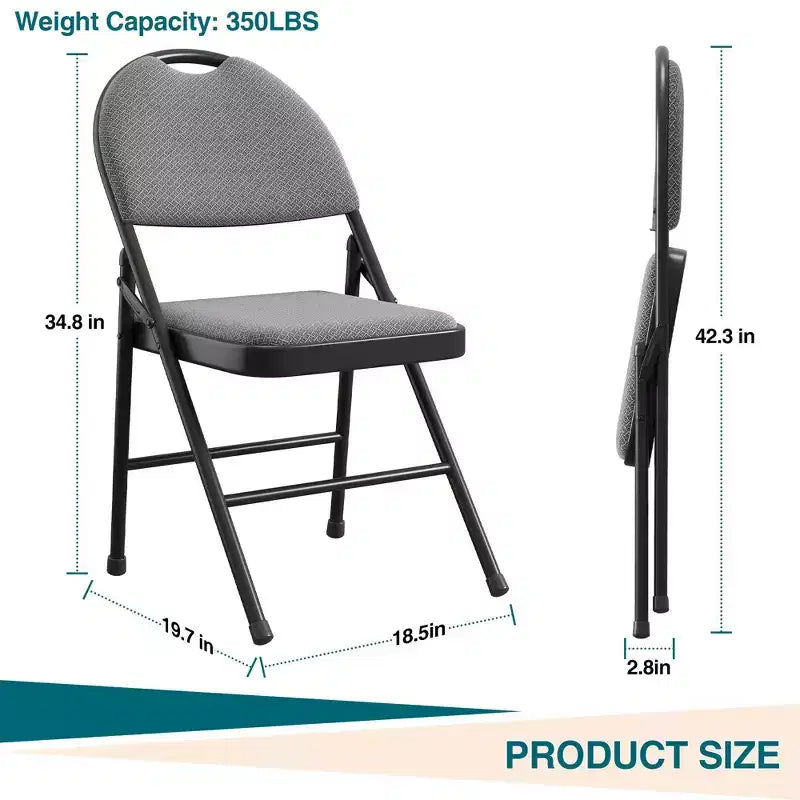 Folding Dining Chairs, Portable Commercial Seat with Metal Legs & Non-Slip Feet Pads, Linen Foldable Chairs for Home Office Party