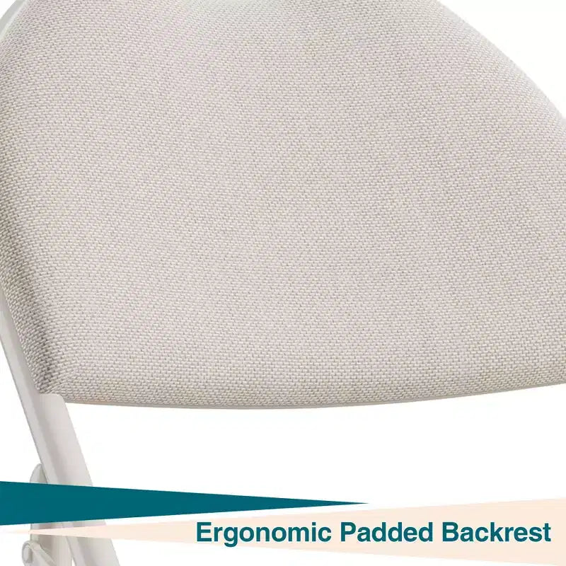 Folding Dining Chairs, Portable Commercial Seat with Metal Legs & Non-Slip Feet Pads, Linen Foldable Chairs for Home Office Party