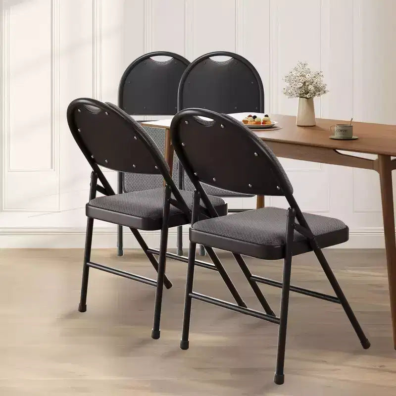 Folding Dining Chairs, Portable Commercial Seat with Metal Legs & Non-Slip Feet Pads, Linen Foldable Chairs for Home Office Party