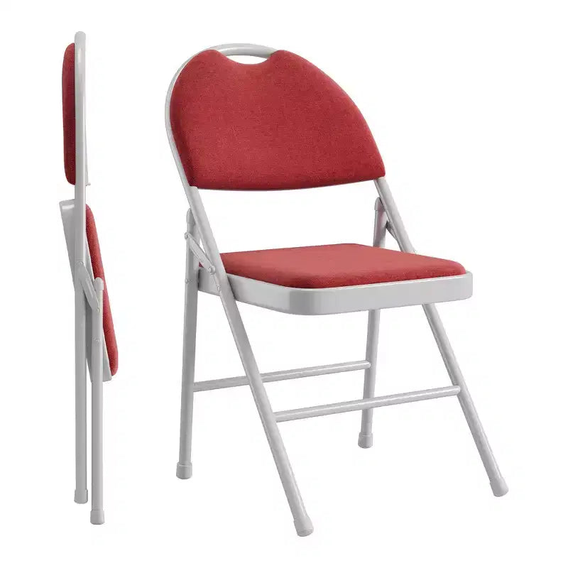 Folding Dining Chairs, Portable Commercial Seat with Metal Legs & Non-Slip Feet Pads, Linen Foldable Chairs for Home Office Party