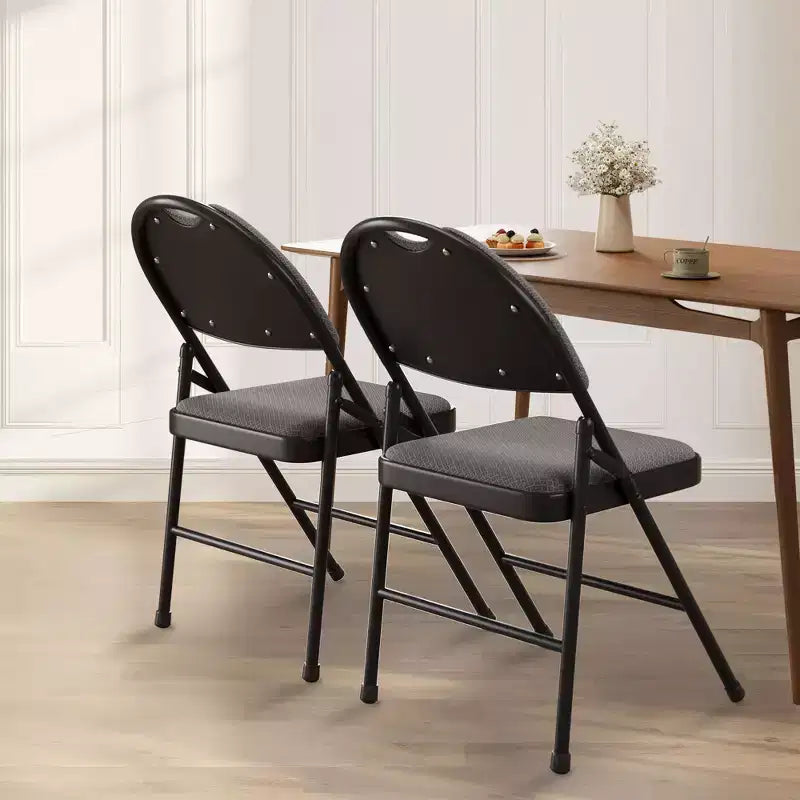 Folding Dining Chairs, Portable Commercial Seat with Metal Legs & Non-Slip Feet Pads, Linen Foldable Chairs for Home Office Party