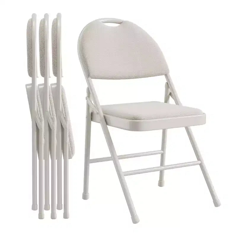 Folding Dining Chairs, Portable Commercial Seat with Metal Legs & Non-Slip Feet Pads, Linen Foldable Chairs for Home Office Party