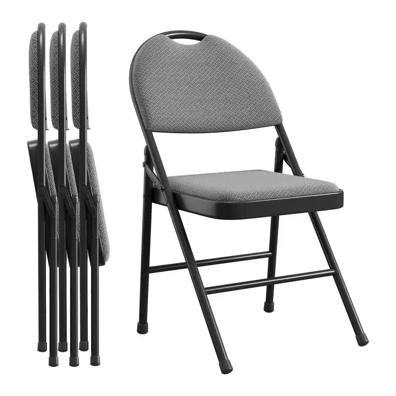 Folding Dining Chairs, Portable Commercial Seat with Metal Legs & Non-Slip Feet Pads, Linen Foldable Chairs for Home Office Party