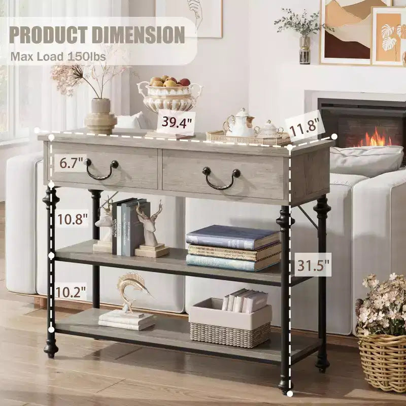 Console Table 2-Drawer Narrow Sofa Table (for Living Room/Entryway/Hallway)