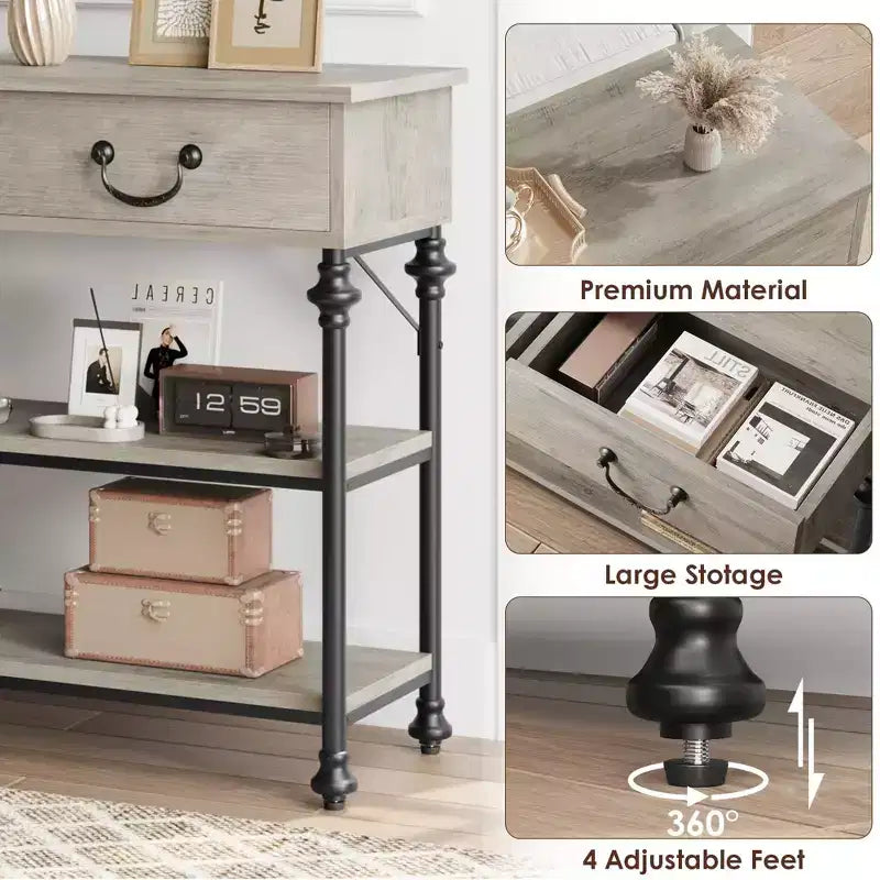 Console Table 2-Drawer Narrow Sofa Table (for Living Room/Entryway/Hallway)