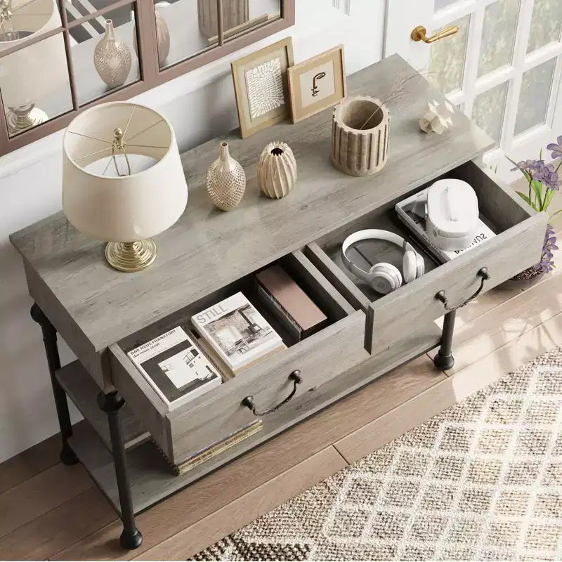 Console Table 2-Drawer Narrow Sofa Table (for Living Room/Entryway/Hallway)