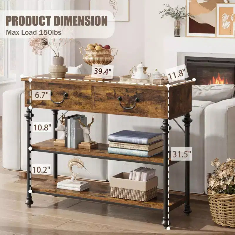 Console Table 2-Drawer Narrow Sofa Table (for Living Room/Entryway/Hallway)