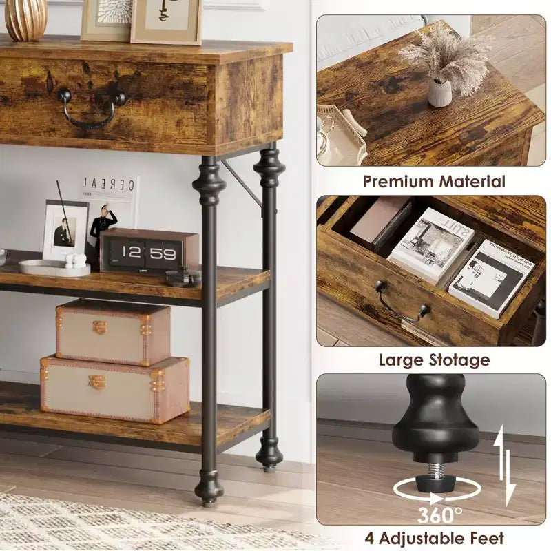 Console Table 2-Drawer Narrow Sofa Table (for Living Room/Entryway/Hallway)