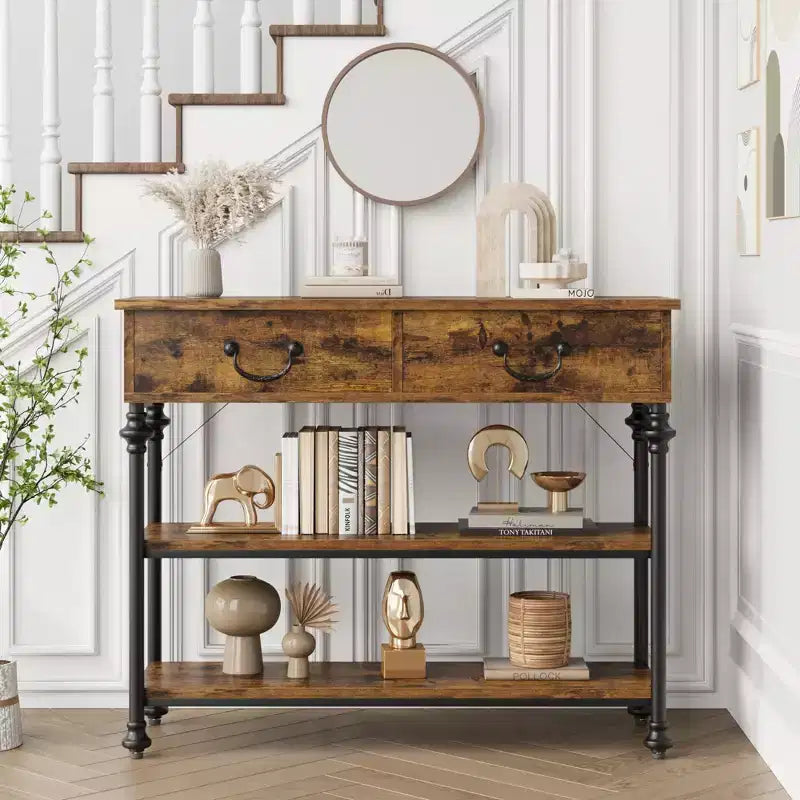 Console Table 2-Drawer Narrow Sofa Table (for Living Room/Entryway/Hallway)