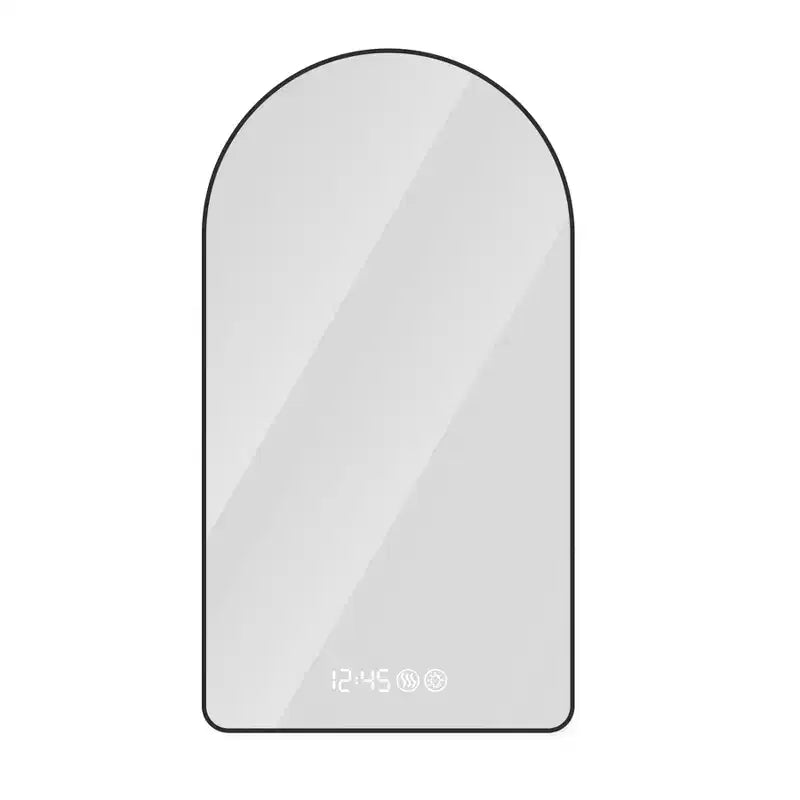 Okak Arched Vanity Mirror with Time and Temperature Display, Anti-Fog Bathroom Mirror with Three Color Temperatures for Bathroom