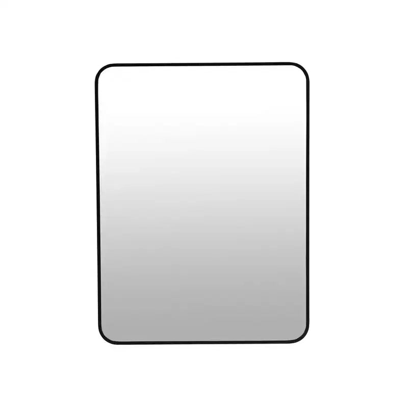 Okak 24X32IN Bathroom Mirror with Aluminum Frame, Retangular Vanity Mirror with Round Corner, Wall Mirror for Bathroom, Living Room, Black