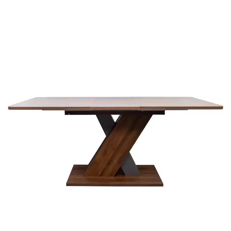Okak 71IN Multifunctional Extendable Dining Table with X-Shape Pedestal, Folding Table, Dinner Table for Dining Room, Living Room, Walnut