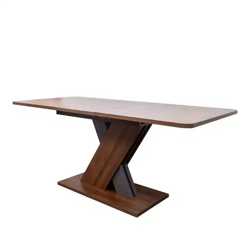 Okak 71IN Multifunctional Extendable Dining Table with X-Shape Pedestal, Folding Table, Dinner Table for Dining Room, Living Room, Walnut