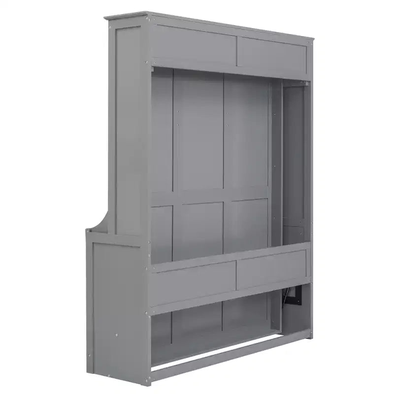 Queen Size Murphy Bed with Storage Shelf, Queen Wood Cabinet Beds Foldable Wall Bed Frame for Guest Room Home Office