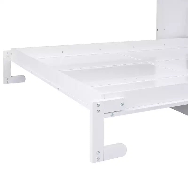 Queen Size Murphy Bed with Storage Shelf, Queen Wood Cabinet Beds Foldable Wall Bed Frame for Guest Room Home Office