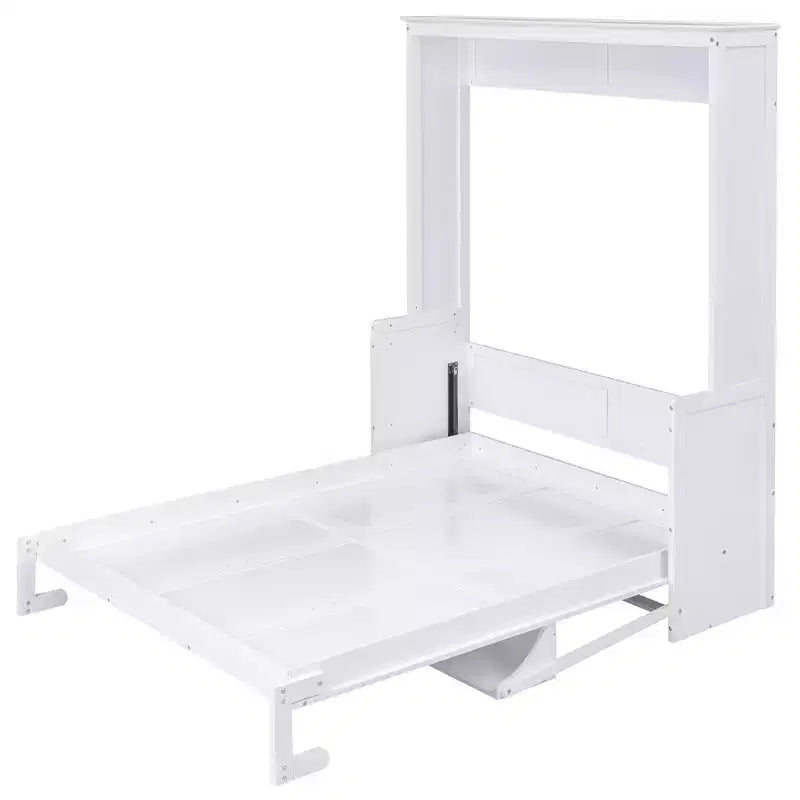 Queen Size Murphy Bed with Storage Shelf, Queen Wood Cabinet Beds Foldable Wall Bed Frame for Guest Room Home Office
