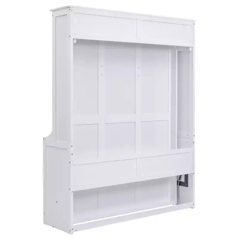 Queen Size Murphy Bed with Storage Shelf, Queen Wood Cabinet Beds Foldable Wall Bed Frame for Guest Room Home Office
