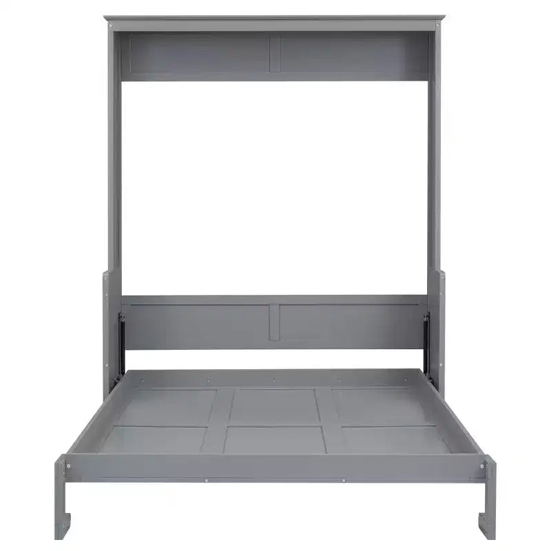 Queen Size Murphy Bed with Storage Shelf, Queen Wood Cabinet Beds Foldable Wall Bed Frame for Guest Room Home Office