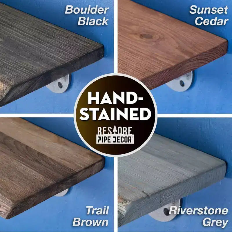 Pipe Decor 24 Riverstone Grey Live Edge Wood Shelf with L-Shaped Pipe Brackets (2-Pack)