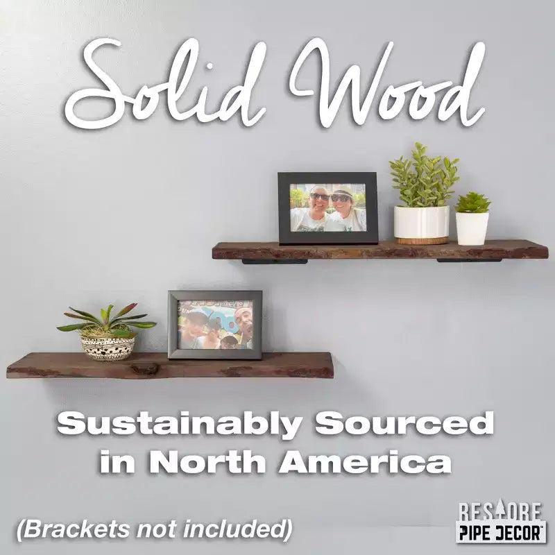 RESTORE Trail Brown 24 in. Live Edge Wood Shelf (Wood Only) by Pipe Decor