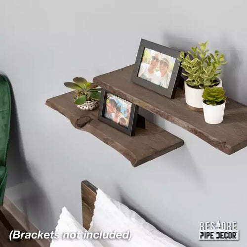 RESTORE Trail Brown 24 in. Live Edge Wood Shelf (Wood Only) by Pipe Decor