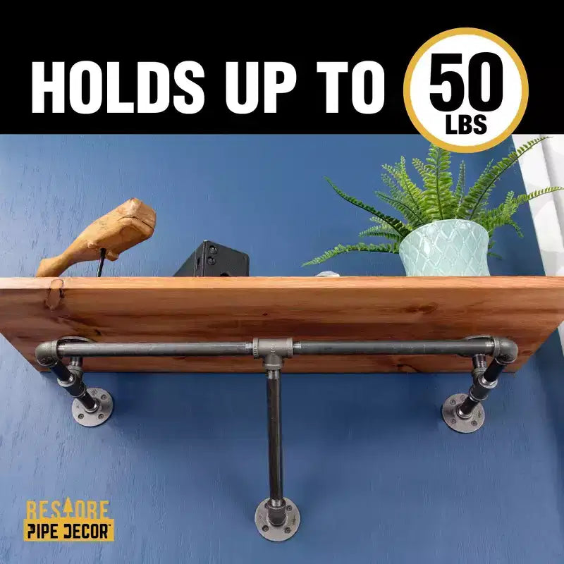 Pipe Decor 24 in. Wall Mounted Clothing Rack with Wood Shelf, Sunset Cedar