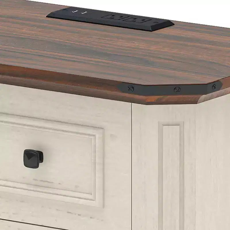 Nightstand with 3 Drawers Bedside Table Small Dresser for Bedroom Rustic White