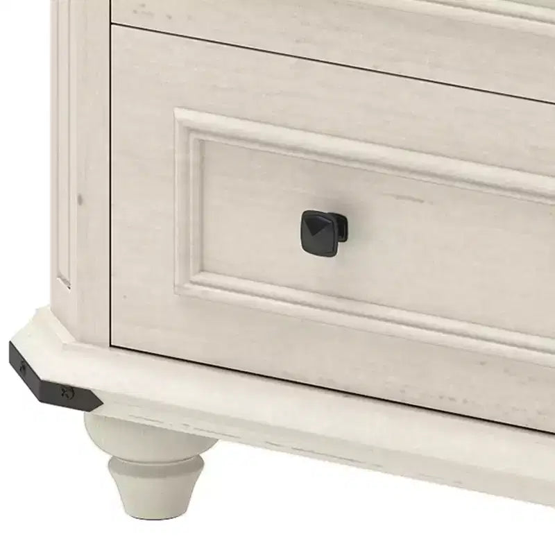 Nightstand with 3 Drawers Bedside Table Small Dresser for Bedroom Rustic White