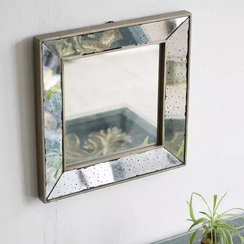 MAYEERTY 18 x 18 Distressed Square Decor Mirror, Wall Mirror for Living Room, Entryway, Office, Bedroom, Hallway, Silver