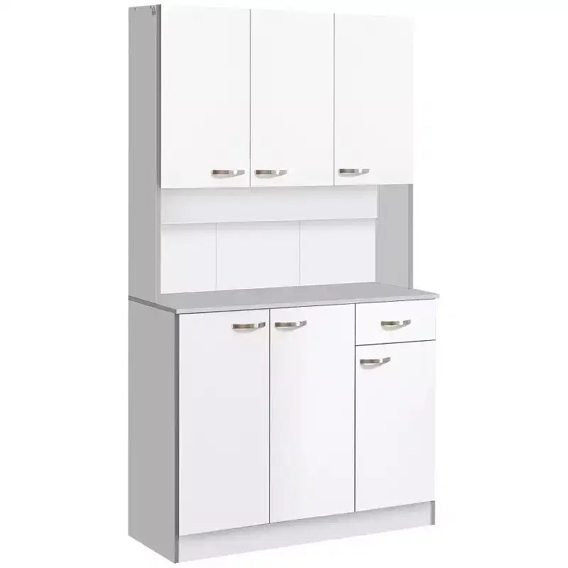 71 Kitchen Pantry Cabinet, Tall Storage Cabinet with Microwave Stand, Modern Kitchen Hutch,3 Adjustable Shelves for Living Room, Dining Room