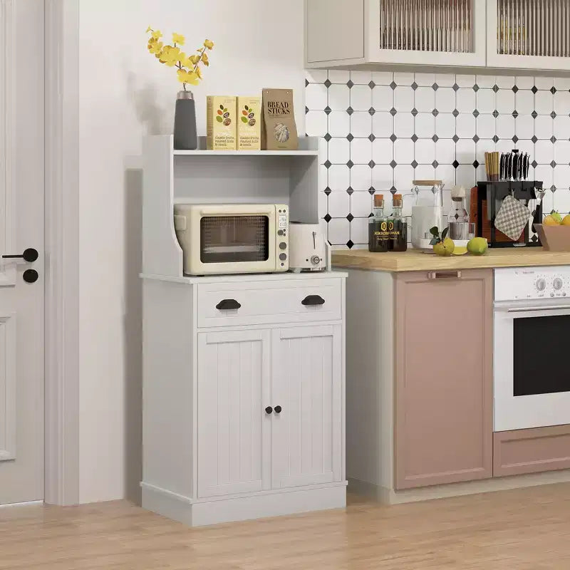 Kitchen Microwave Cabinet with Drawer, Cabinet and Adjustable Shelf, Buffet Cabinet with Hutch for Dining Room