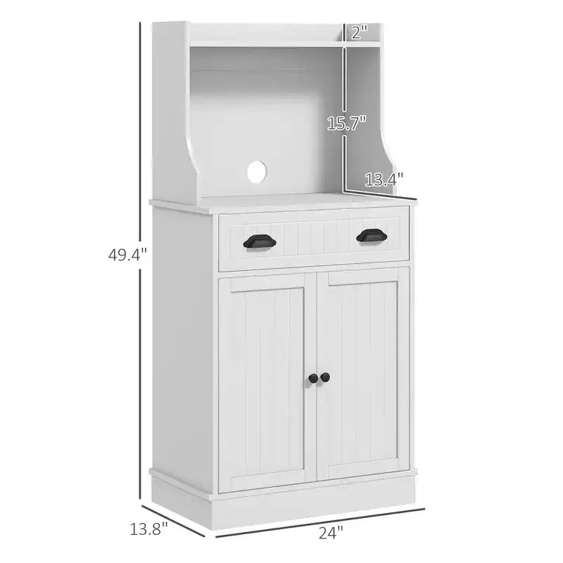 Kitchen Microwave Cabinet with Drawer, Cabinet and Adjustable Shelf, Buffet Cabinet with Hutch for Dining Room
