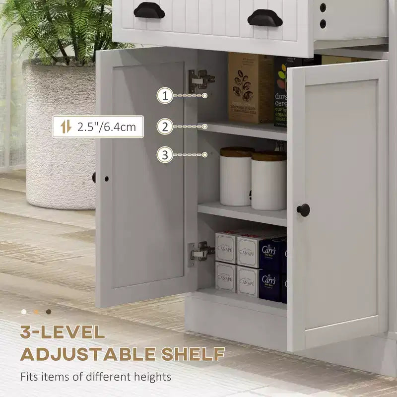Kitchen Microwave Cabinet with Drawer, Cabinet and Adjustable Shelf, Buffet Cabinet with Hutch for Dining Room