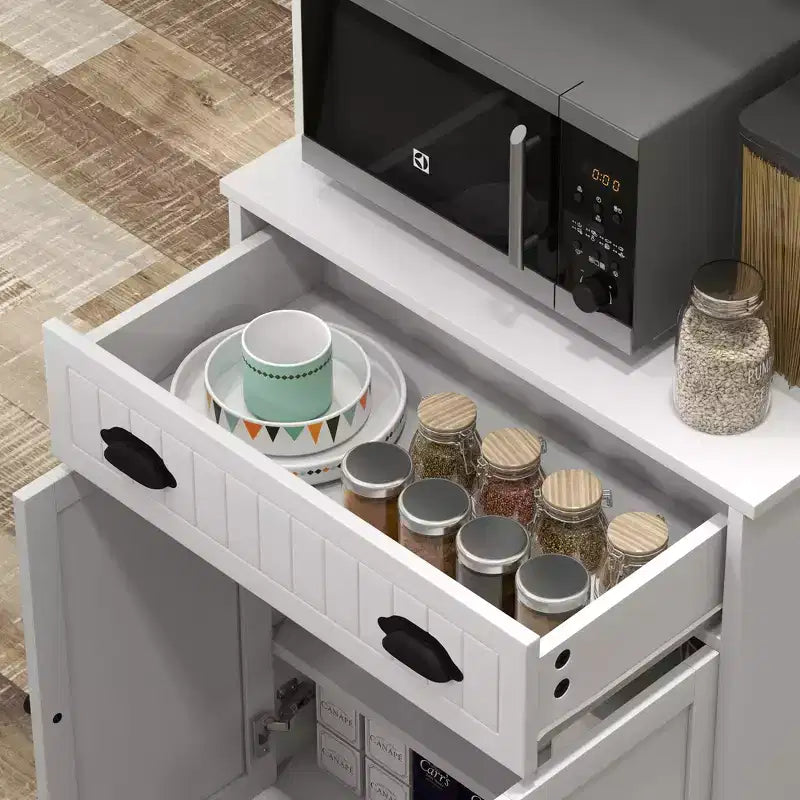 Kitchen Microwave Cabinet with Drawer, Cabinet and Adjustable Shelf, Buffet Cabinet with Hutch for Dining Room