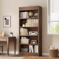 71 Farmhouse Tall Bookcase with 5 Tiers & Display Rack, Fluted Wood Bookshelf for Organized Storage in Living Room, Office, or Library