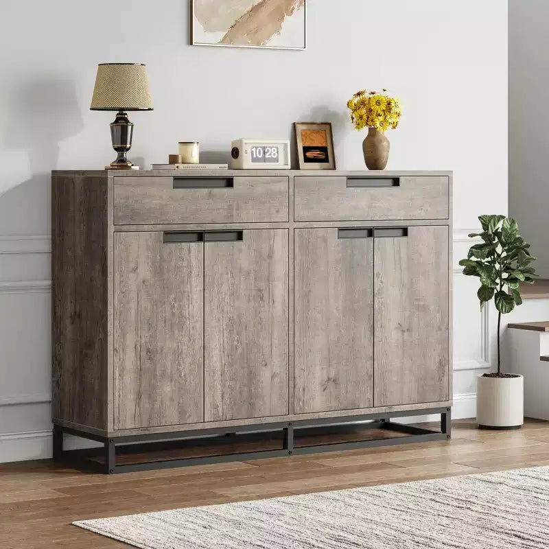 GustoWave Sideboard Buffet Cabinet,55 Inch Large Modern Kitchen Accent Storage Cabinet with 2 Drawers and 4 Doors,Coffee Bar Buffet Table