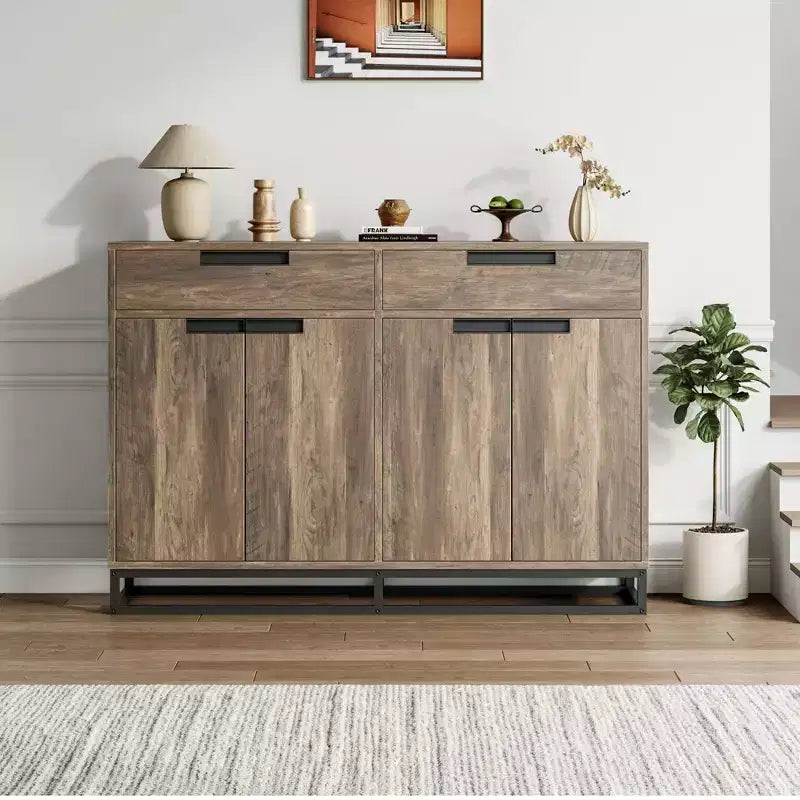 GustoWave Sideboard Buffet Cabinet,55 Inch Large Modern Kitchen Accent Storage Cabinet with 2 Drawers and 4 Doors,Coffee Bar Buffet Table