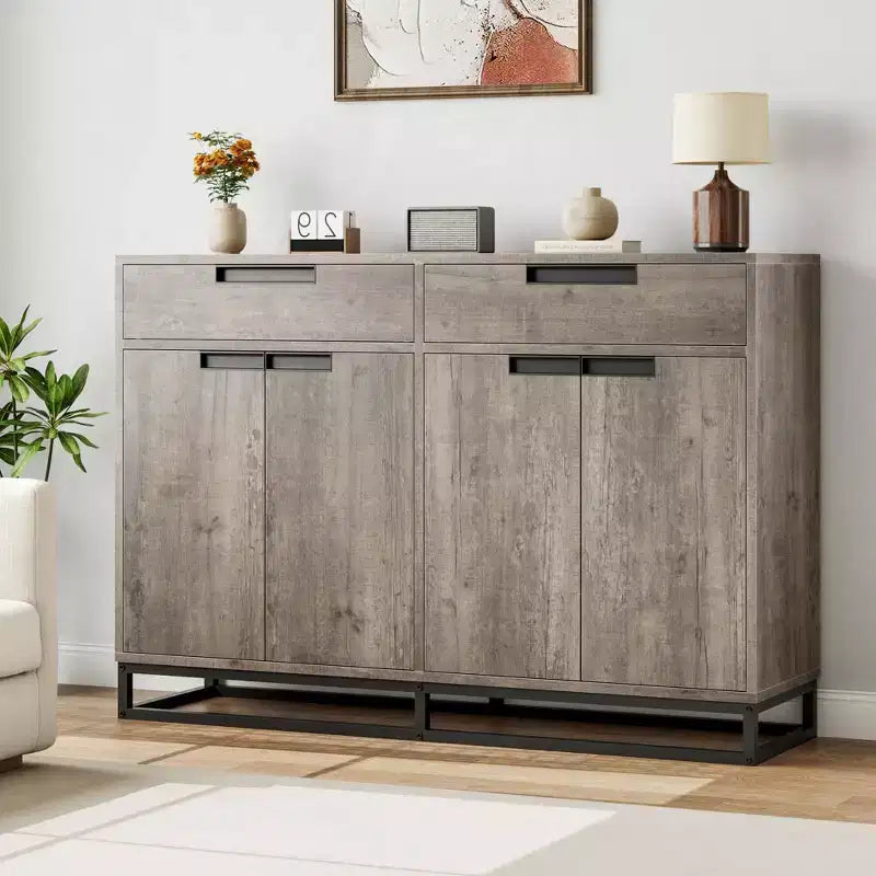 GustoWave Sideboard Buffet Cabinet,55 Inch Large Modern Kitchen Accent Storage Cabinet with 2 Drawers and 4 Doors,Coffee Bar Buffet Table