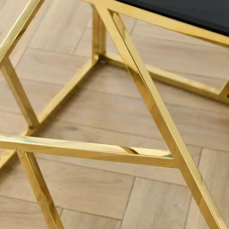 Okak Modern Console Table with Tempered Glass Top, Accent Table with Stylish Sturdy Metal Frame, Hallway Table for Living Room, Foyer
