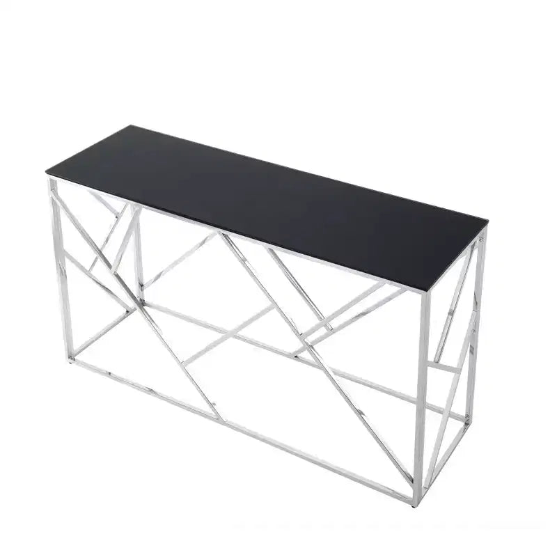 Okak Modern Console Table with Tempered Glass Top, Accent Table with Stylish Sturdy Metal Frame, Hallway Table for Living Room, Foyer
